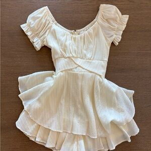 Altard state size small woman’s light yellow romper dress.